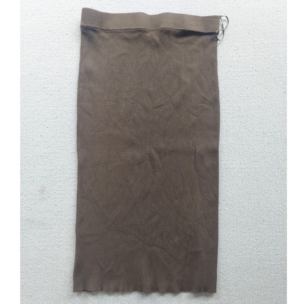 Antonio Melani Skirt Women L Brown Rib Knit Midi Pencil Stretch Solid